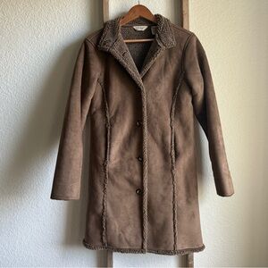 L.L. Bean Shearling Faux Suede Teddy Midi Coat sz: XS